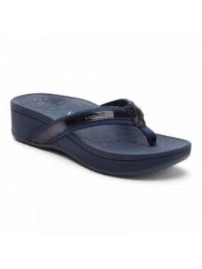 Vionic High Tide Thong Sandals Orthopedic Platform Slip On Size 7 Wide Navy